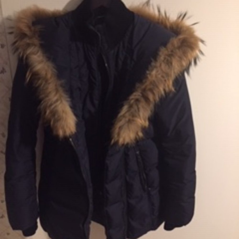 Mackage navy blue down jacket, size S